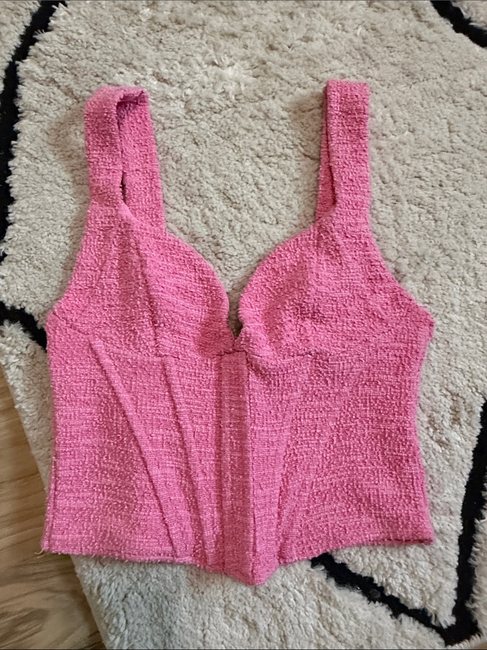 Zara Pink Textured Bustier Crop Top